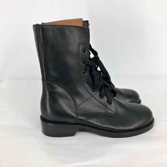 Re/Done Shoes - RE/DONE Women's Lace Up Combat Boots EU 40 US 9.5 Black Leather MidCalf NWOB